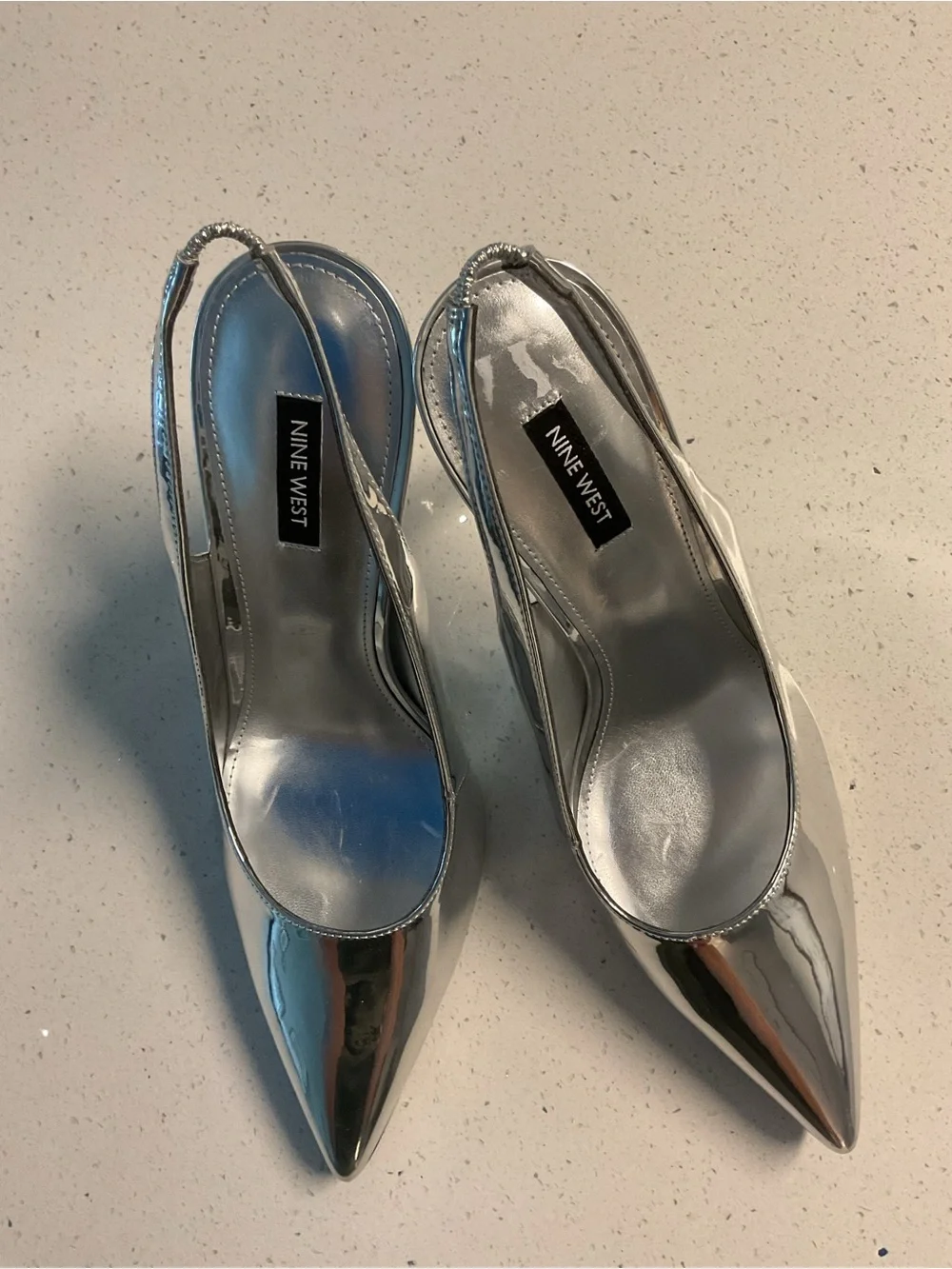 Nine West Silver Pointed Slingback Heels 11